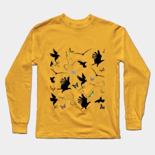 bird pattern,the awakening of spring Long Sleeve T-Shirt